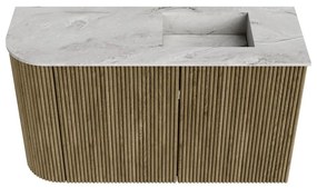 Mondiaz Joya DLux 70cm toiletmeubel ronding links dusk met wastafel faye rechts 1 kraangat glace