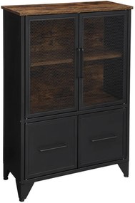 Nancy's Boston 2 Opbergkast - Commode Kasten - Boekenkast - Dressoir - Kast met 3 Planken - 4 Metalen Deuren - (75 x 33 x 80 cm)