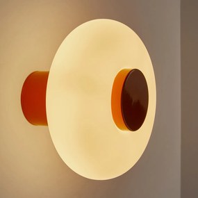 Wandlamp in ijzer en opaline, Omer