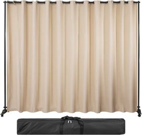 VEVOR Gordijn Verdeler Stand, 10 x 8 ft Vrijstaande Scheidingswand met 4 Wielen, Aluminium Frame, Cerduisteringsgordijn Oxford Tas, Uitbreidbare Partitie Privacyscherm voor Kantoor Conferentie, Beige