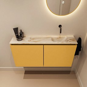 Mondiaz Ture DLux toiletmeubel 100cm ocher met wastafel frappe rechts zonder kraangat