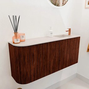 Mondiaz Joya DLux 90cm toiletmeubel ronding links ruby met wastafel faye rechts 1 kraangat meli