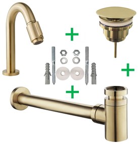 Mueller Gold fonteinkraanset messing geborsteld