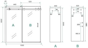 Saniclear Supreme douchecabine 90x90cm anti-kalk geborsteld koper