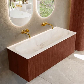 Mondiaz Kurve-dlux 120cm badmeubel ruby met 1 lade en wastafel big large midden zonder kraangat frappe