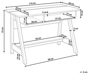 Bureau lichte houtkleur/wit 110x60 cm JACKSON Beliani