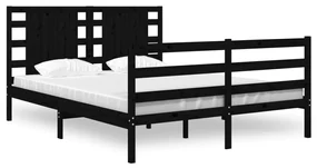 vidaXL Bedframe massief grenenhout zwart 140x190 cm