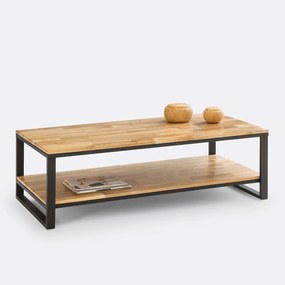 Salontafel, massief eiken en staal, Hiba