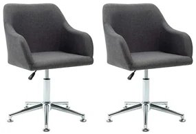 vidaXL Eetkamerstoelen draaibaar 2 st stof donkergrijs