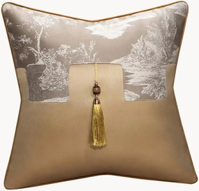 Jacquard kussenhoes YanXia met franjes