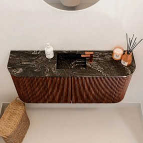 Mondiaz Joya DLux 95cm toiletmeubel ronding links/rechts ruby met wastafel faye midden 1 kraangat lava
