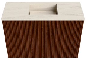 Mondiaz Joya DLux 60cm toiletmeubel ruby met wastafel faye midden zonder kraangat meli