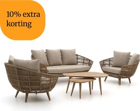 + 10% kassakorting | Stoel-bank loungeset Intenso  | 5 personen | Loungeset Old Teak Greywash | Wicker (vlechtwerk) | Kees Smit Tuinmeubelen
