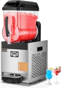 VEVOR Commerciële Slush-ijsmachine 12L Enkele Tank Bevroren Drankmachine, 48 Kopjes RVS Slush-ijsmachine met Toetsenbord Softijsmachine voor Feesten Restaurants Cafés Bars Zwart