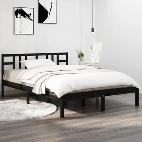vidaXL Bedframe massief hout zwart 160x200 cm