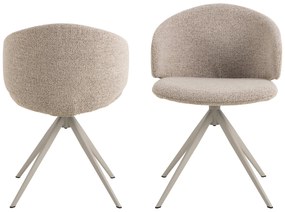 NELA Beige Latte (stof Monza 90)/beige poten - MODERNE GESTOFFEERDE DRAAISTOEL VOOR WOONKAMER/EETKAMER/KANTOOR LOFT