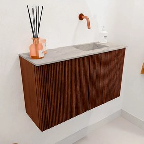 Mondiaz Joya DLux 70cm toiletmeubel ruby met wastafel faye rechts zonder kraangat glace