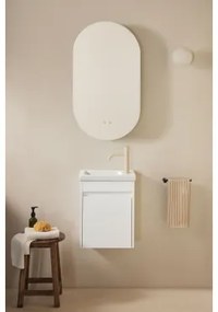 Narek Zwevend Houten Badkamermeubelset Met Geïntegreerde Wastafel Wit & Ovaal Met Opbergruimte Zwart 50x90 Cm Oricsa & Tapioca Beige - Sklum