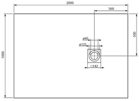 Gelco Mitia rechthoekige douchebak stone-look 200x100cm zwart