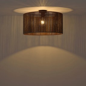 Plafondlamp zwart met bruine papieren kap 50/50/25 - Combi