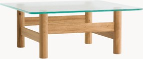 Salontafel Brasilia van eikenhout met glazen tafelblad