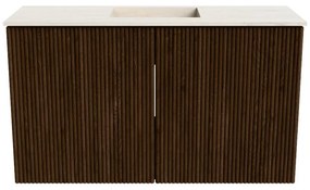 Mondiaz Joya DLux 70cm toiletmeubel walnut met wastafel faye midden 1 kraangat meli