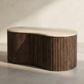 Salontafel Met Travertin Blad - 70 X 47cm.