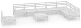vidaXL 9-delige Loungeset massief grenenhout wit