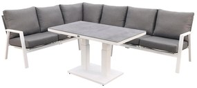 Azoren lounge dining set links - white (tafel verstelbaar in hoogte)