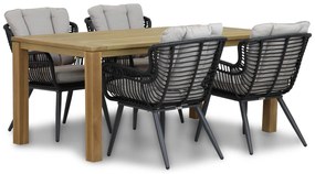 Tuinset 4 personen 180 cm Wicker/Aluminium/Aluminium/wicker Zwart Coco Azzano/Bristol