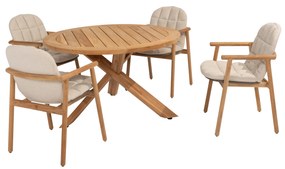 Prado Samos dining tuinset 5 delig 130 cm rond teak terre 4 Seasons Outdoor