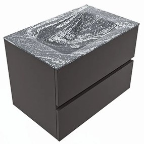 Mondiaz Vica DLux badmeubel 70cm dark grey 2 lades met wastafel lava midden zonder kraangat