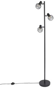 Design vloerlamp zwart 3-lichts verstelbaar - Mesh