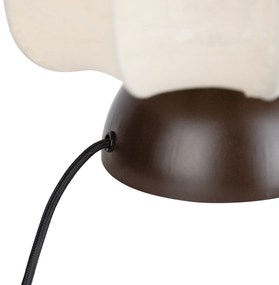 Stoffen Japandi tafellamp donker brons met beige kap - NoriJapandi E27 rond Binnenverlichting Lamp