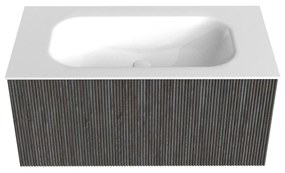 Mondiaz Kurve 90cm badmeubel shadow met 1 lade en wastafel big small midden zonder kraangat