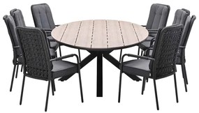 Garden Impressions Aleria tuinset 9-delig - Tulli tuintafel 280x140xH75 cm - light teak vironwood