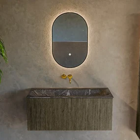 Mondiaz Kurve-dlux 100cm badmeubel shadow met 1 lade en wastafel big medium midden zonder kraangat lava