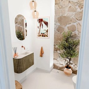 Mondiaz Joya DLux 60cm toiletmeubel ronding links dusk met wastafel faye rechts zonder kraangat meli
