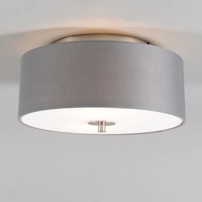Stoffen Landelijke plafondlamp grijs 30 cm - Drum Modern, Landelijk / Rustiek E27 rond Binnenverlichting Lamp