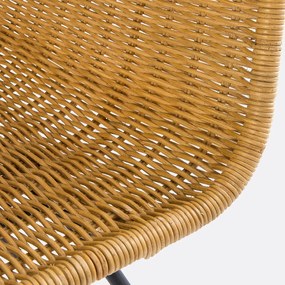 Set van 2 stoelen in gevlochten rotan en staal, Roson