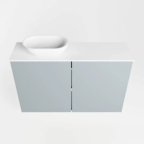 Mondiaz Fowy toiletmeubel 80cm clay met witte waskom links zonder kraangat