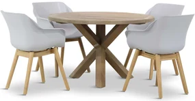 Tuinset Ronde Tuintafel 4 personen 120 cm Kunststof Grijs Hartman Sophie