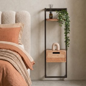 Wandnachtkastje Met Plank Licht - 30x30x100cm.