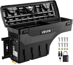VEVOR Pickup Tool Box 25L voor Dodge Ram 1500 2019-2023 ABS Zwart Bestuurderszijde Links (boren vereist), 180° draaibaar, met antidiefstalvergrendeling, cijferslot, waterdicht