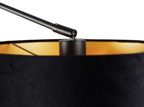 Wandlamp zwart met velours kap zwart 35 cm verstelbaar - Blitz Modern E27 Binnenverlichting Lamp