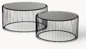 Salontafels Wire met glazen tafelblad, set van 2