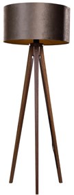 Vloerlamp tripod walnoot hout met velours kap bruin 50cm - Tripod Classic Klassiek / Antiek, Landelijk E27 Scandinavisch rond Binnenverlichting Lamp