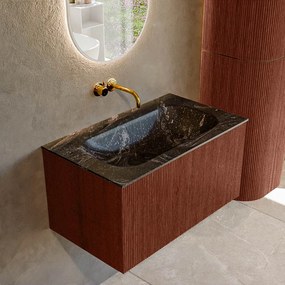 Mondiaz Kurve-dlux 80cm badmeubel ruby met 1 lade en wastafel big small midden zonder kraangat lava
