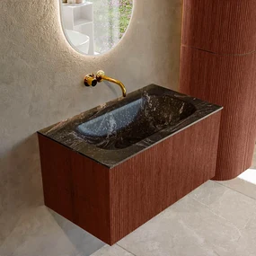Mondiaz Kurve-dlux 80cm badmeubel ruby met 1 lade en wastafel big small midden zonder kraangat lava