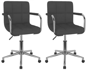 vidaXL Eetkamerstoelen draaibaar 2 st stof donkergrijs